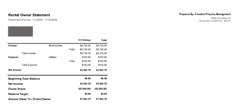 Rental Owner Statement